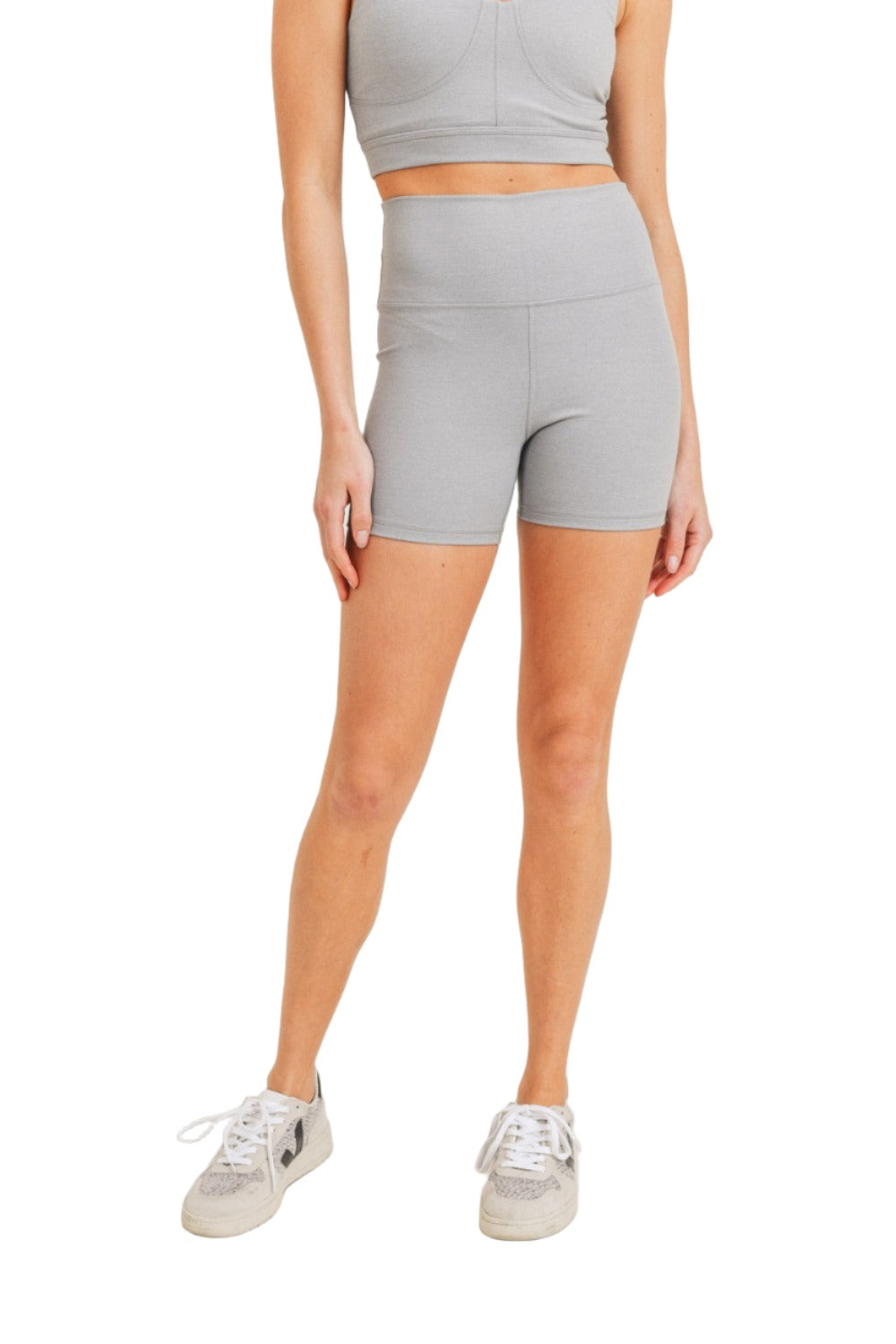 Mono B Essential Sweetheart Highwaist Shorts APH8104 - Grey - Front View