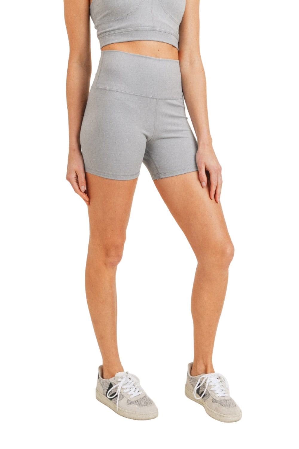 Mono B Essential Sweetheart Highwaist Shorts APH8104 - Grey - Side View2