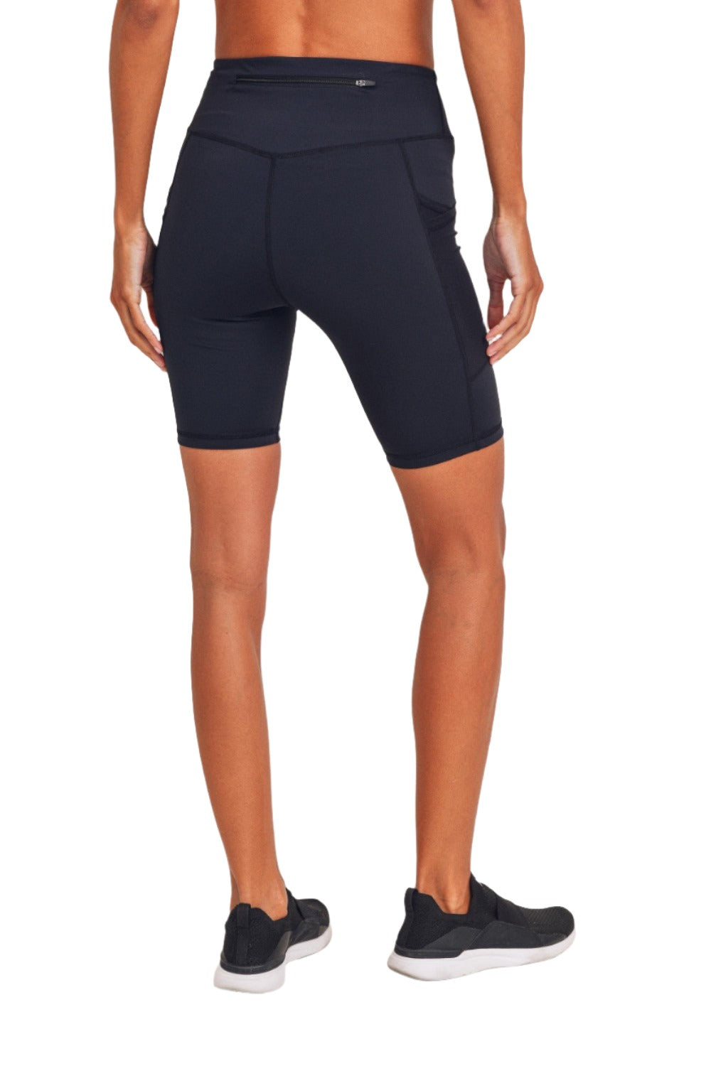 Mono B Sweetheart Zippered Back Highwaist Biker Shorts APH8106 - Black - Back View