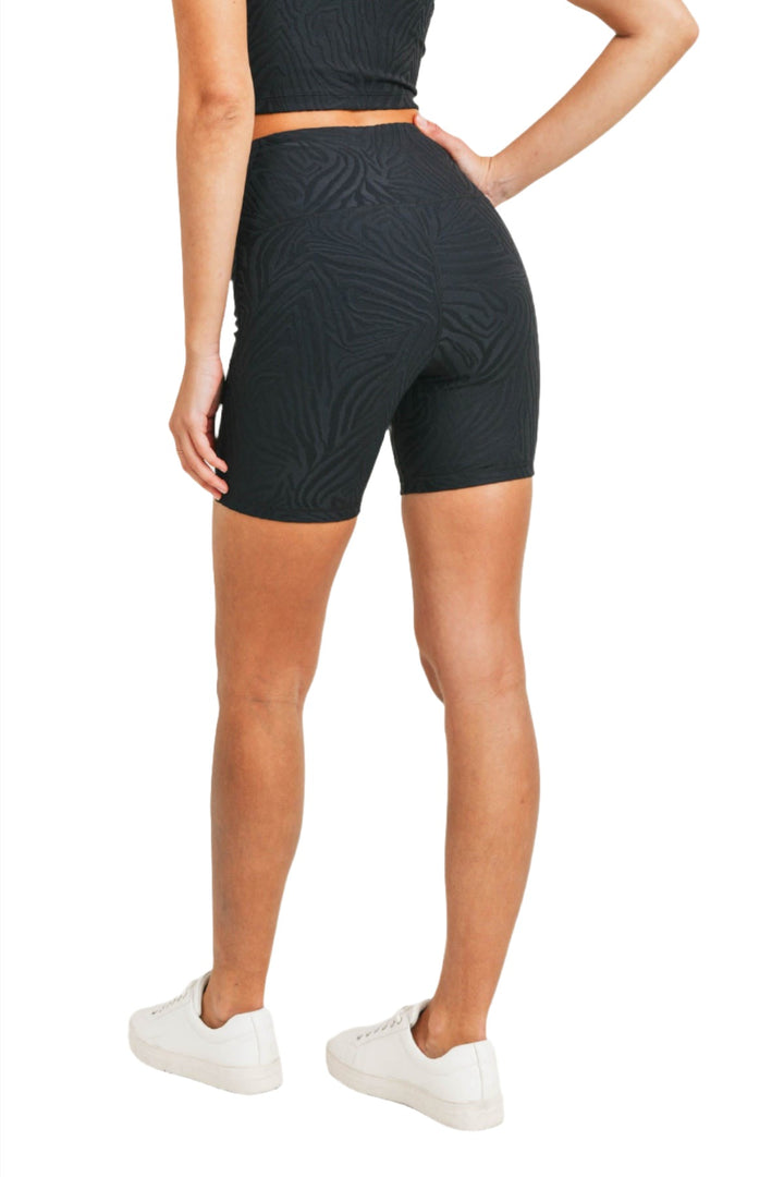 Mono B Textured Zebra Bike Shorts APH8111 - Black - Back View