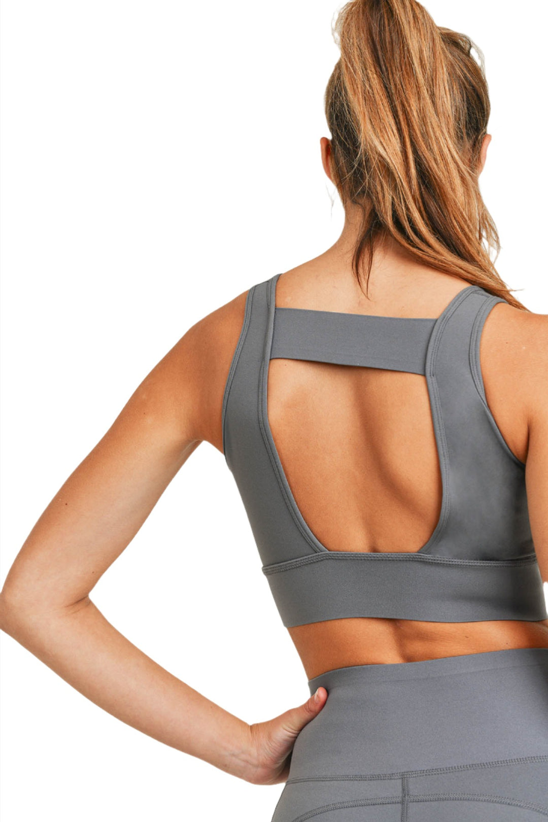 Mono B Open Back Bra AT-A025 - Smoked Pearl - Rear View