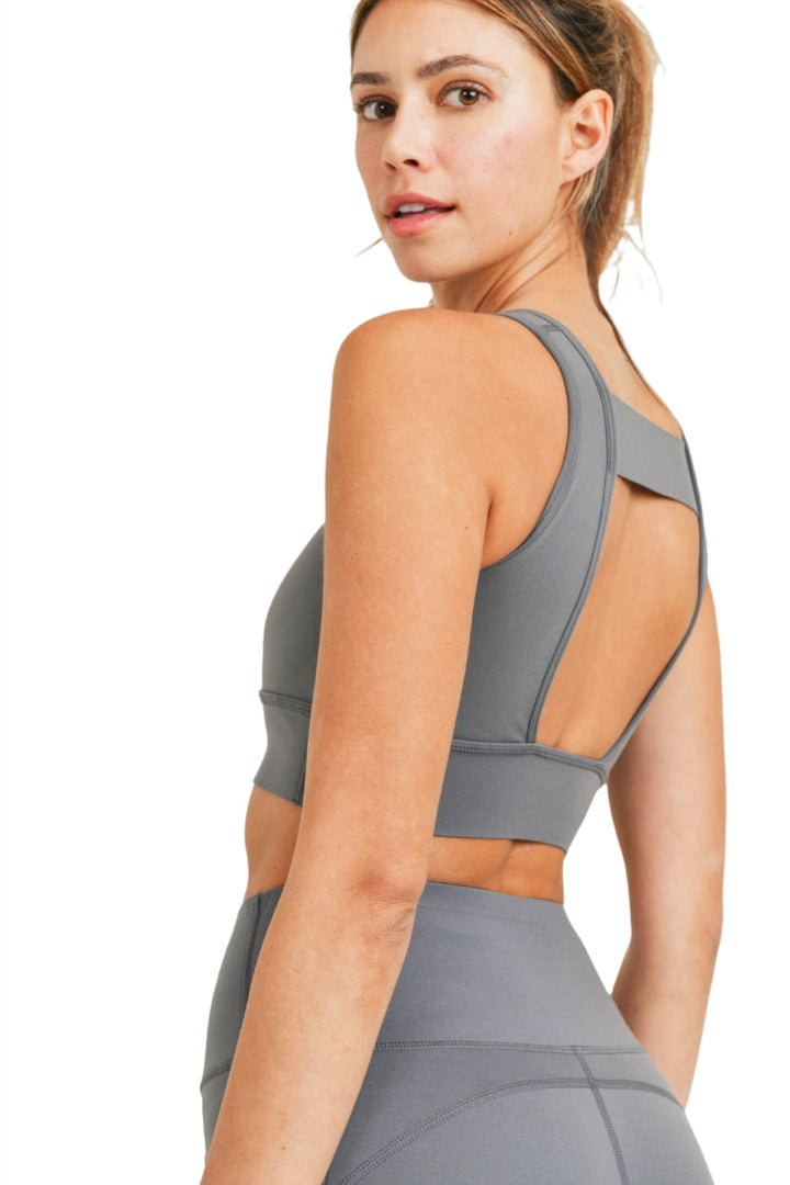 Mono B Open Back Bra AT-A025 - Smoked Pearl - Side View