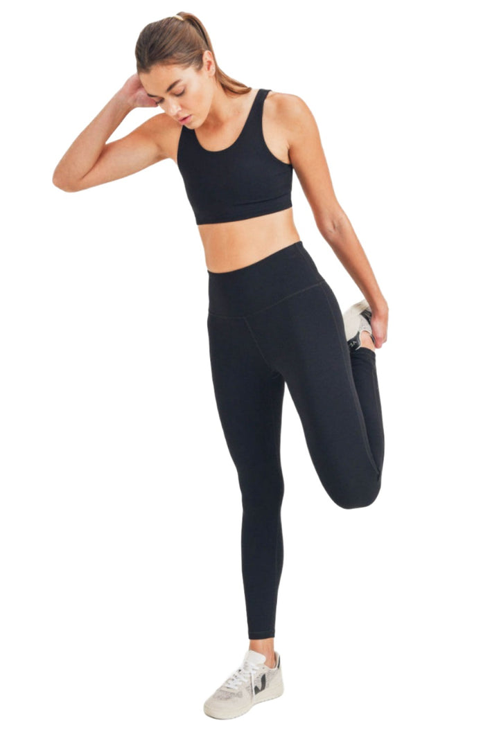 Mono B Bronze - TACTEL-Lycra High-Impact Leggings APH-A034 - Black - Front View