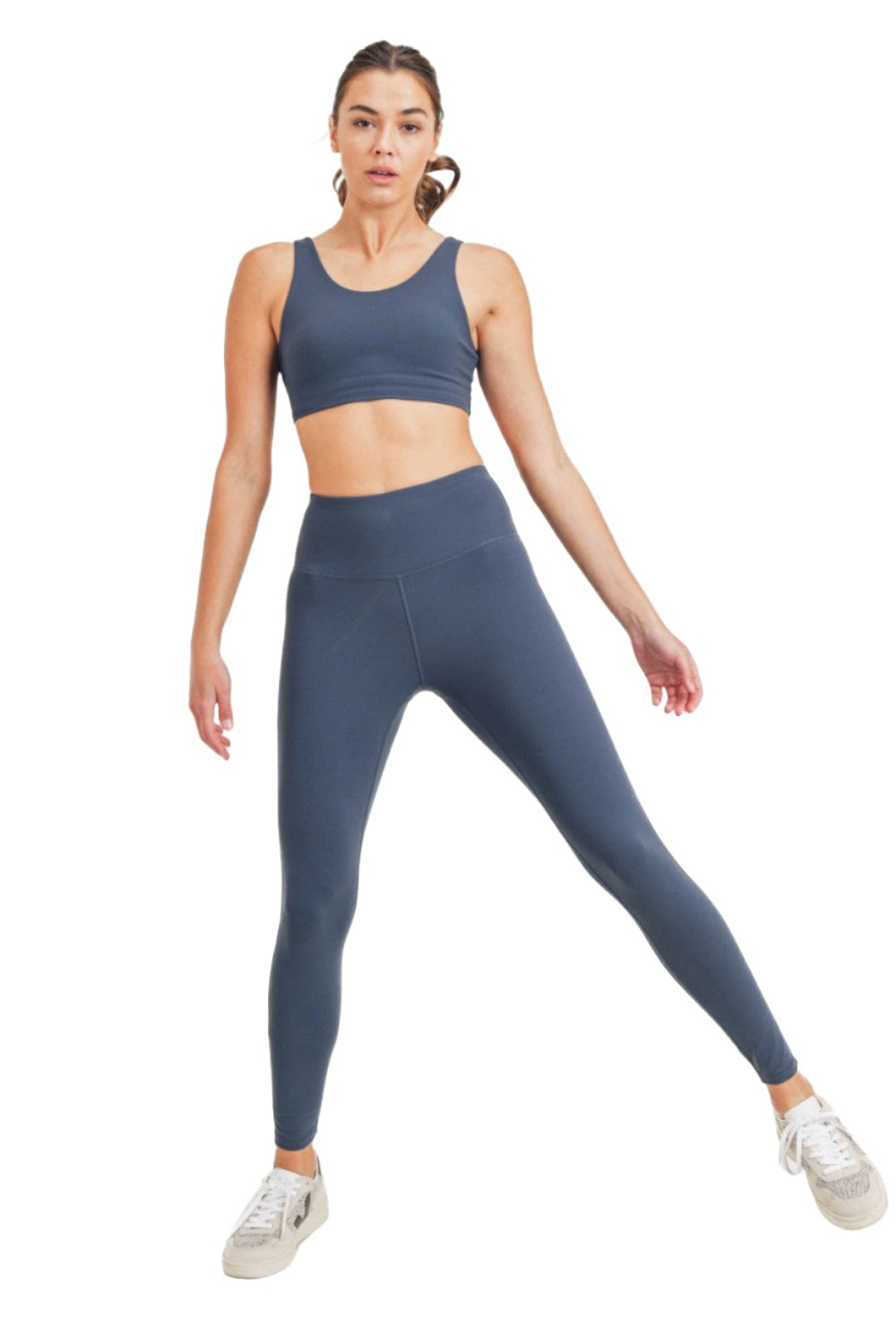 Mono B Bronze - TACTEL-Lycra High-Impact Leggings APH-A034 - Laguna Blue - Front Full View