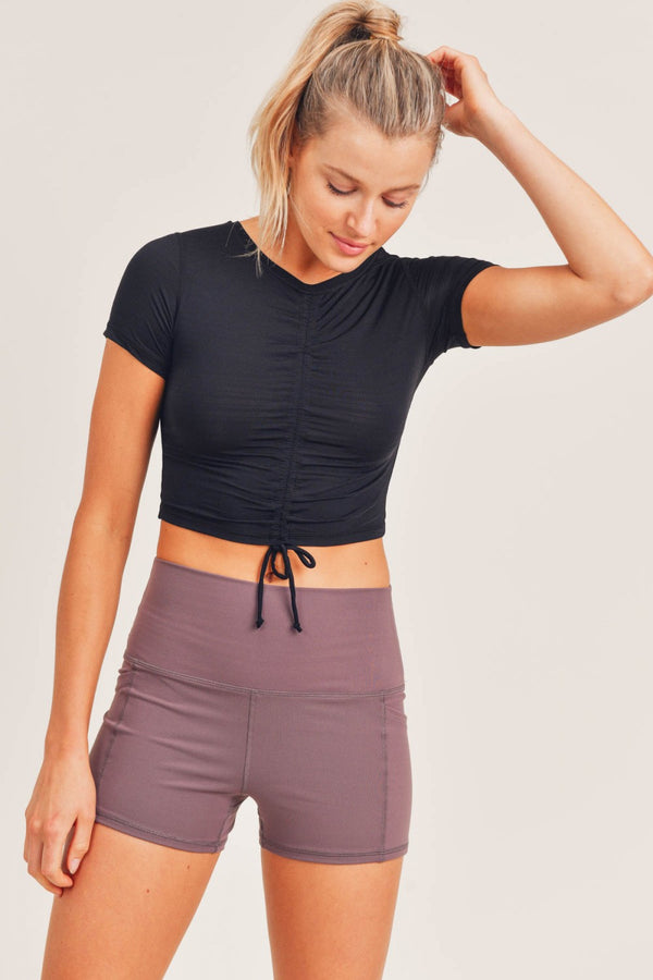 Mono B Perforated Ruched Crop AT-A038