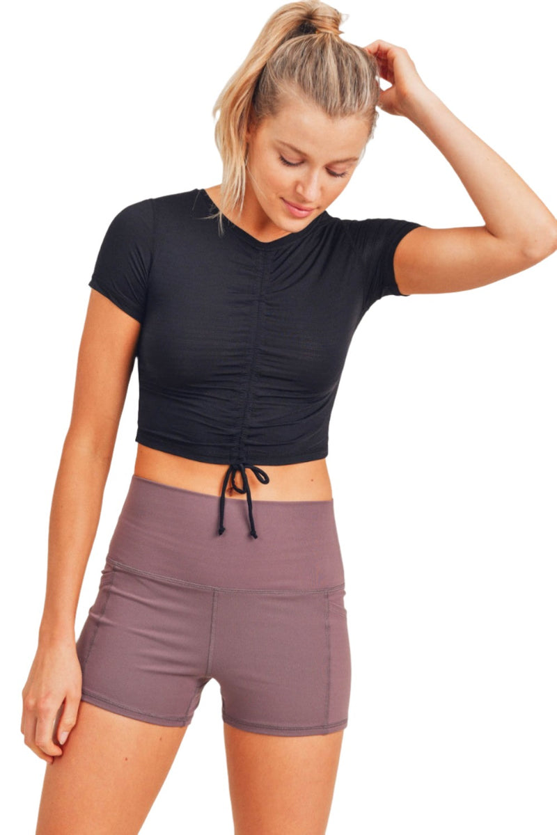 Mono B Perforated Ruched Crop AT-A038