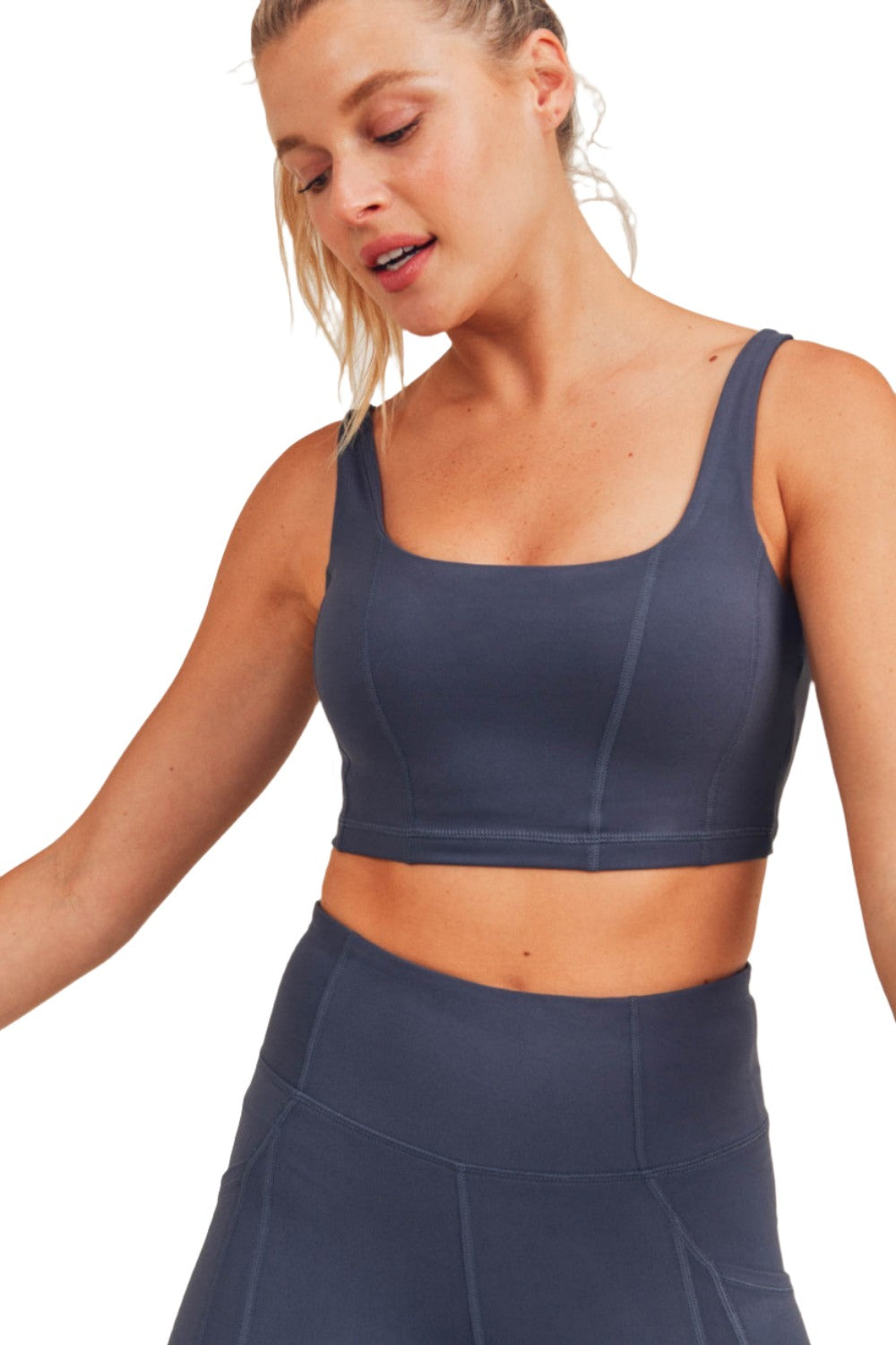 Mono B Paneled Double Bra AT-A0424 Plus - Blue - Front Rear View