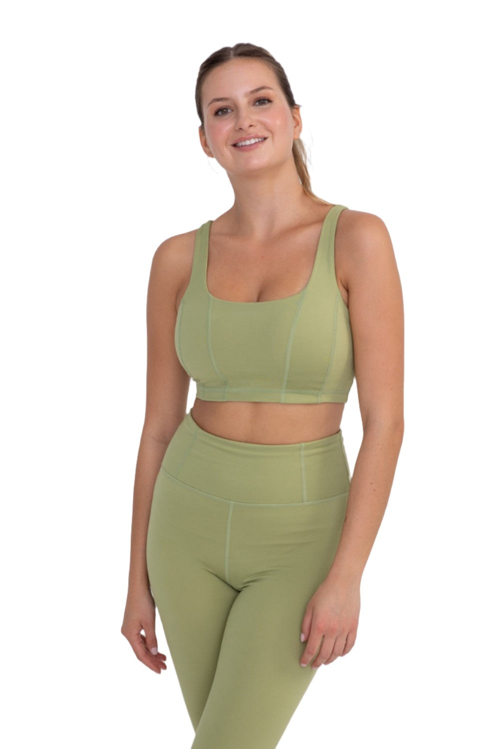 Mono B Paneled Double Bra AT-A0424 - Green - Front View