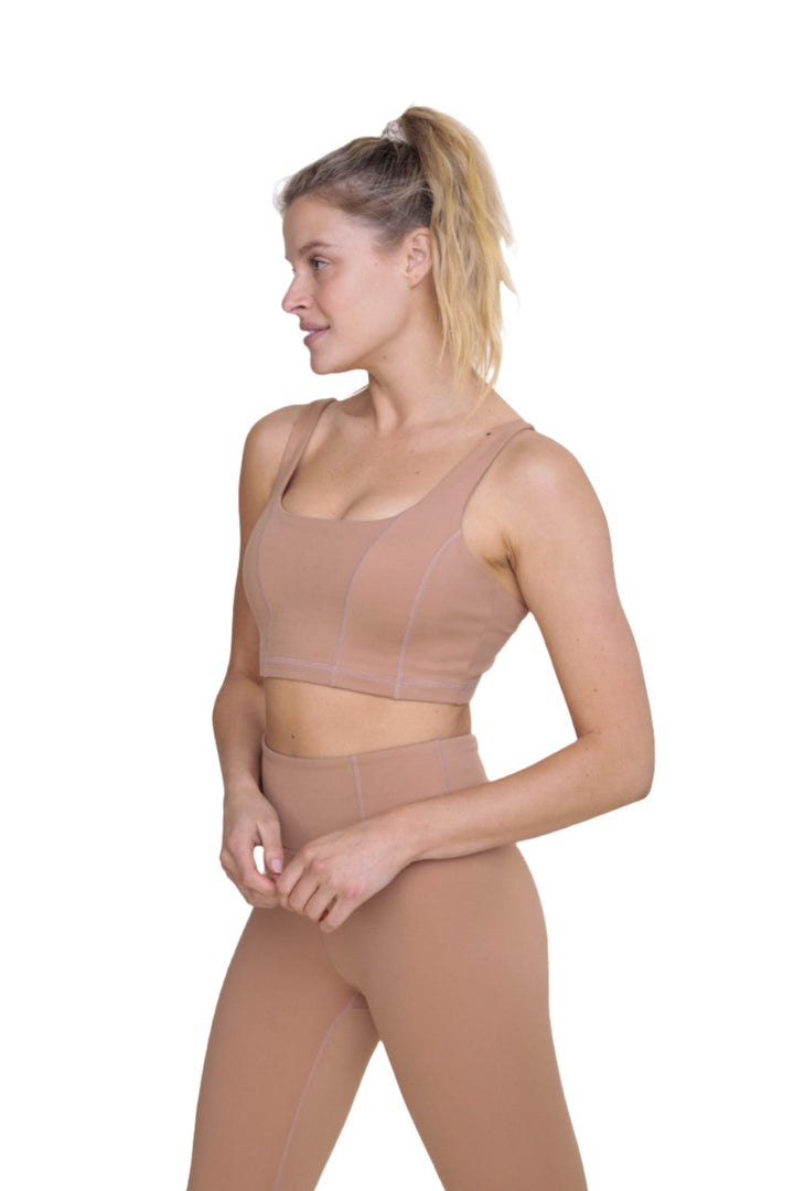Mono B Paneled Double Bra AT-A0424 Plus - Mud - Front Side View