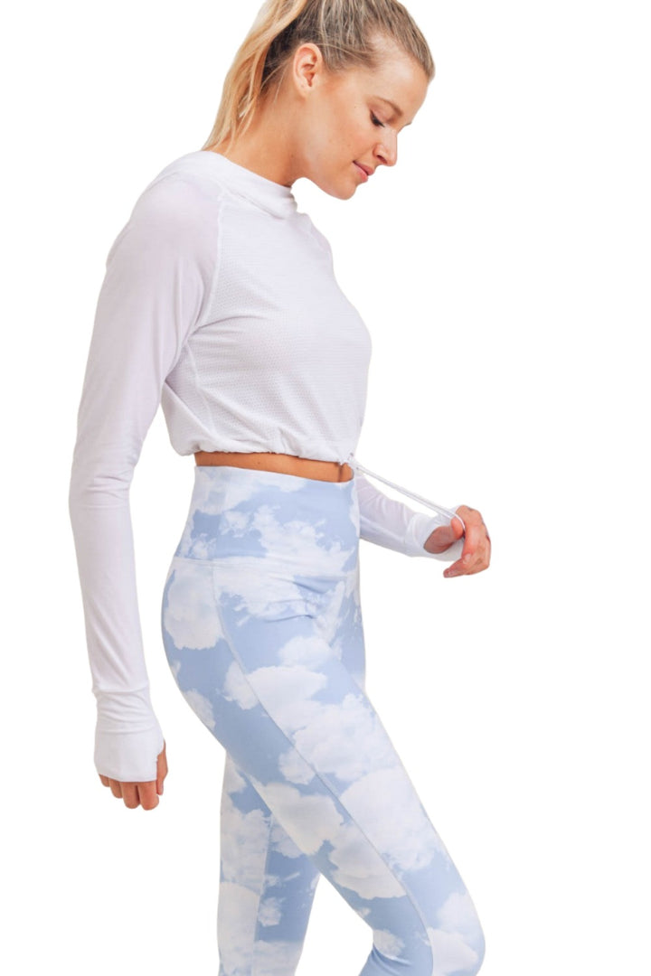 Mono B Crop Active Hoodie AT-A0426 - White - Side View