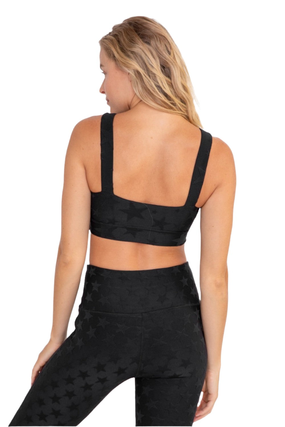 Mono B Seeing Stars Zip Sports Bra AT-A0667 Plus Too - Black - Back View