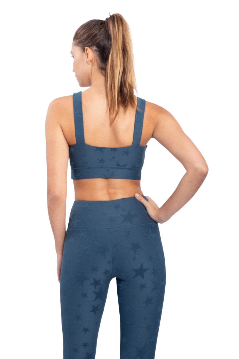 Mono B Seeing Stars Zip Sports Bra AT-A0667 Plus Too - Midnight Navy - Back View