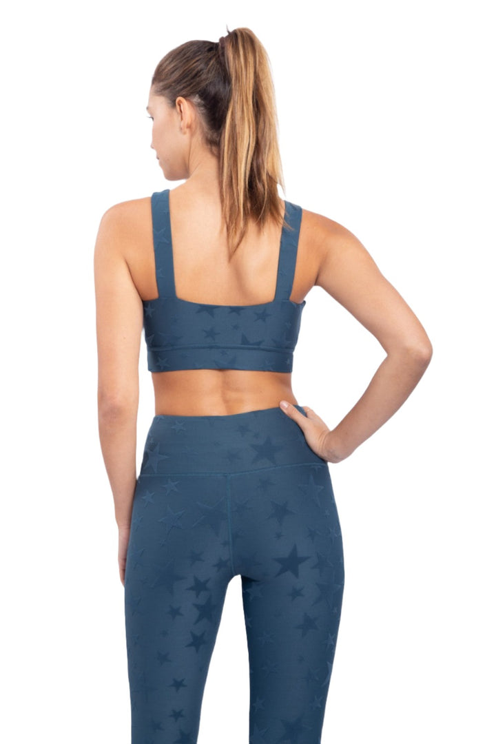 Mono B Seeing Stars Zip Sports Bra AT-A0667 Plus Too - Midnight Navy - Back View