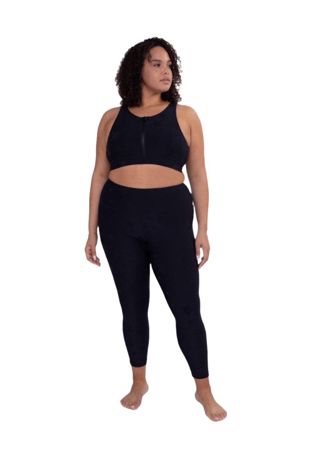 Mono B Seeing Stars High Waist Leggings APH-A0666 and Plus - Black - Front Full View