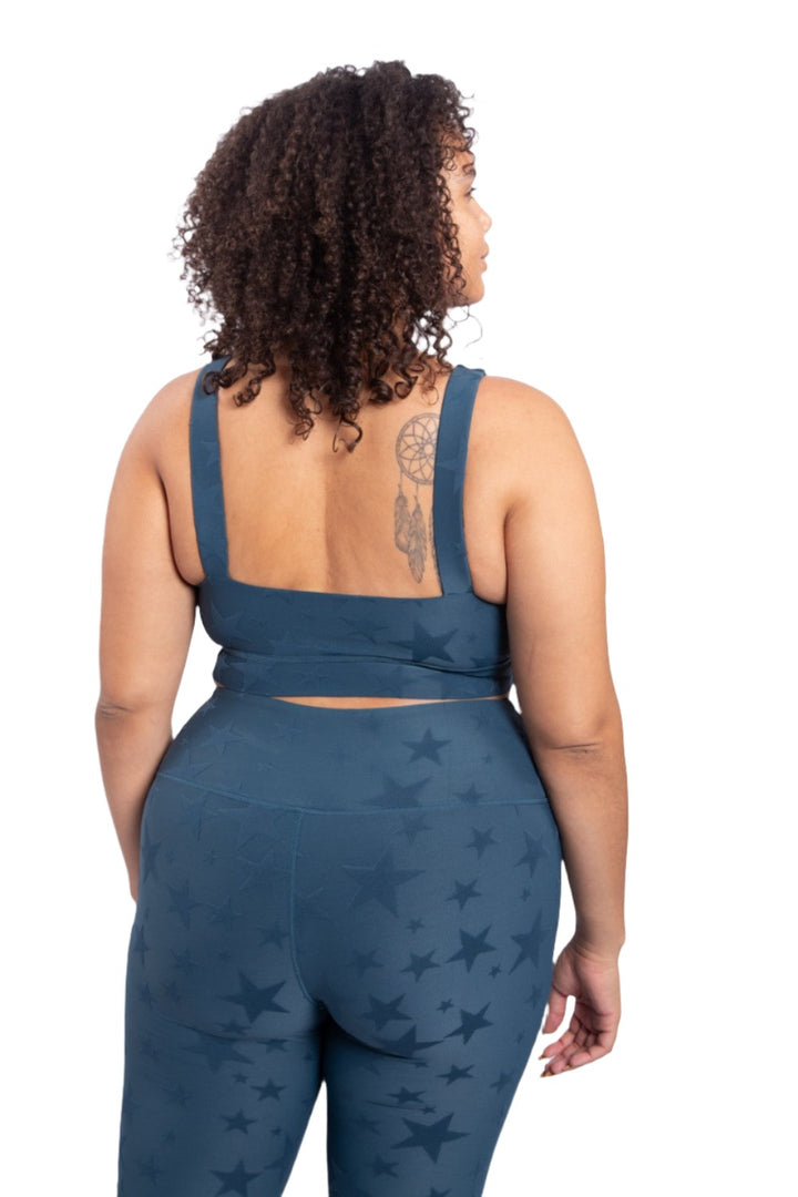 Mono B Seeing Stars Zip Sports Bra AT-A0667 Plus Too - Midnight Navy - Back View