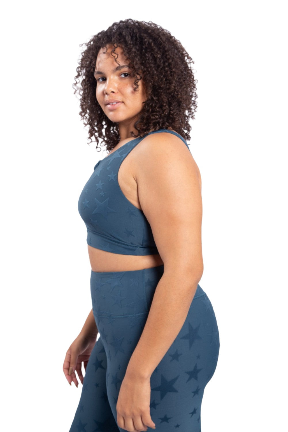 Mono B Seeing Stars Zip Sports Bra AT-A0667 Plus Too - Midnight Navy - Side View
