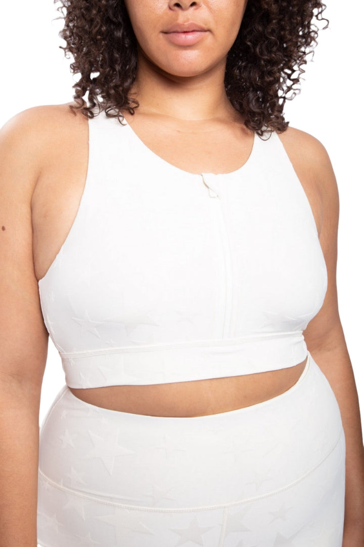 Mono B Seeing Stars Zip Sports Bra AT-A0667 Plus Too - Natural - Rear View