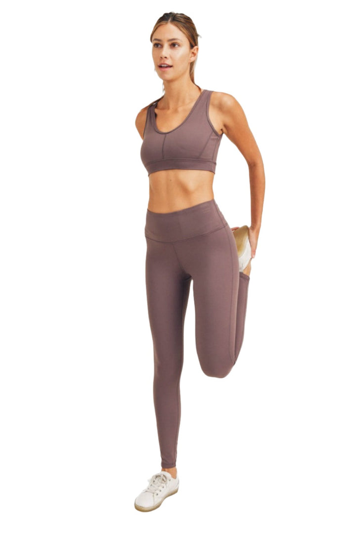 Mono B Newport Performance Essential Highwaist Leggings APH-A0771 - Bark - Front Full View