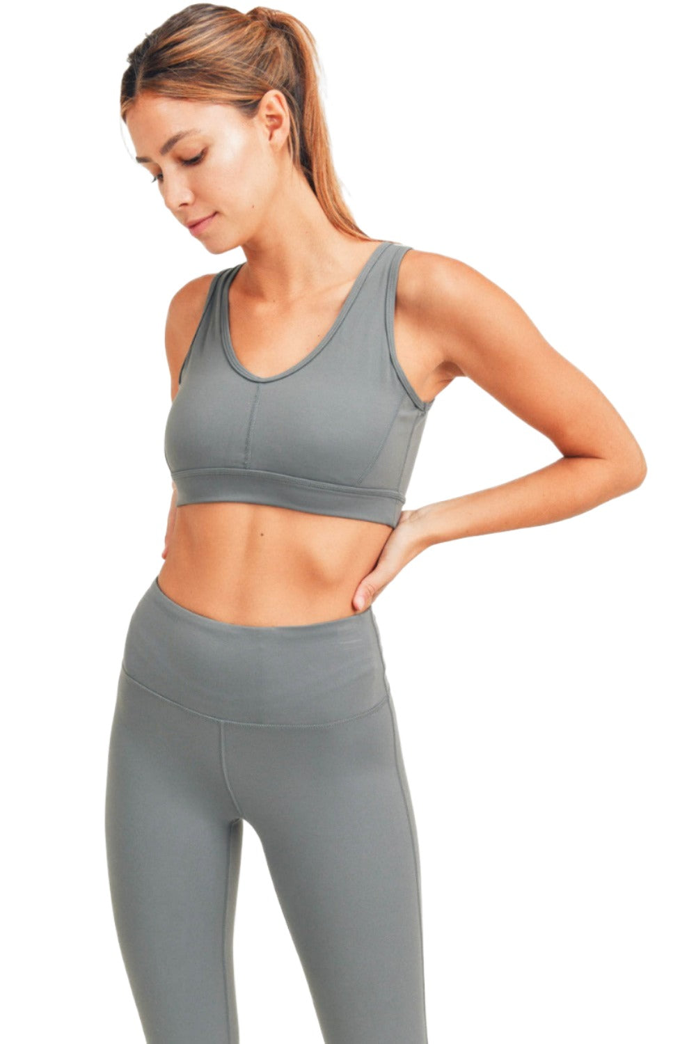 Mono B Bronze Newport Bra Top AT-A0737 - Dark Sage - Front View