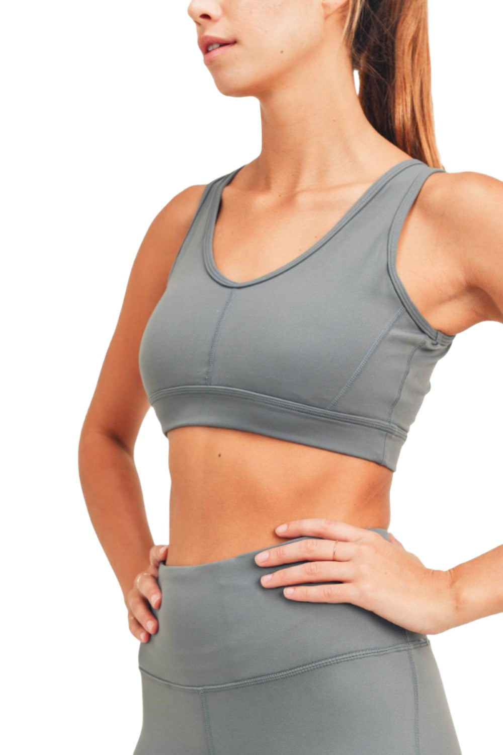 Mono B Bronze Newport Bra Top AT-A0737 - Dark Sage - Rear View