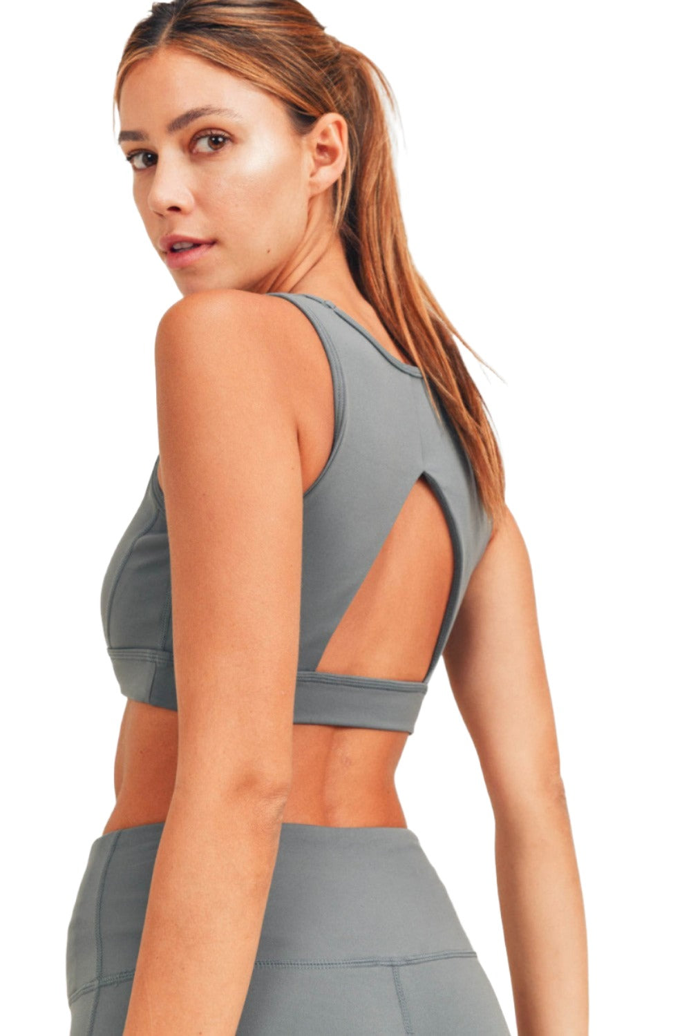 Mono B Bronze Newport Bra Top AT-A0737 - Dark Sage - Rear View