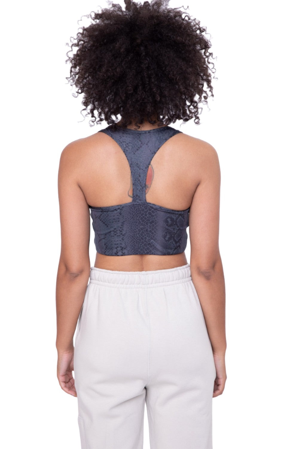 Mono B Metallic Racerback Bra AT-A0763 - Grey Snake - Back View