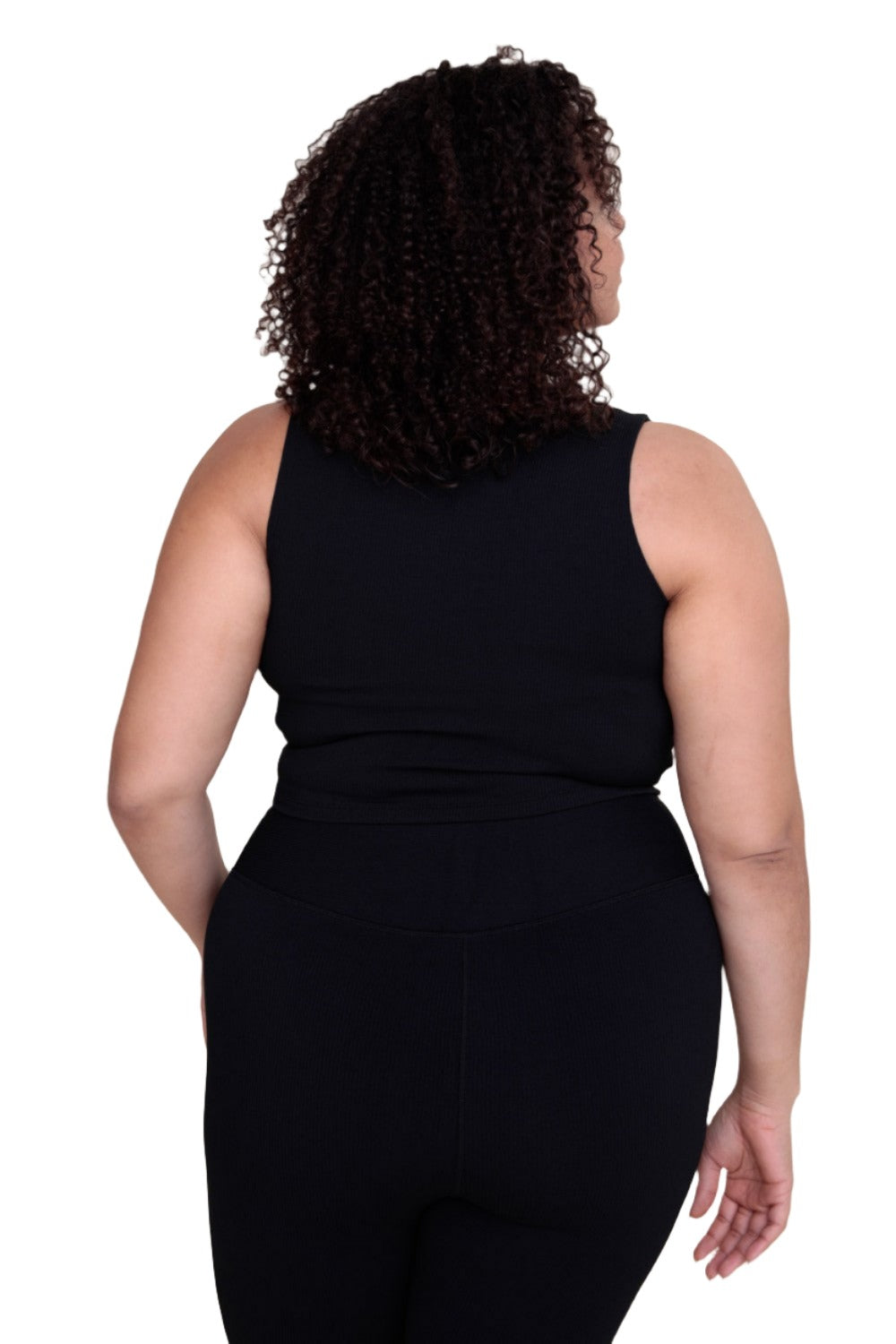 Mono B Rib Crop Bra Top AT-A08108 Plus - Black - Back View