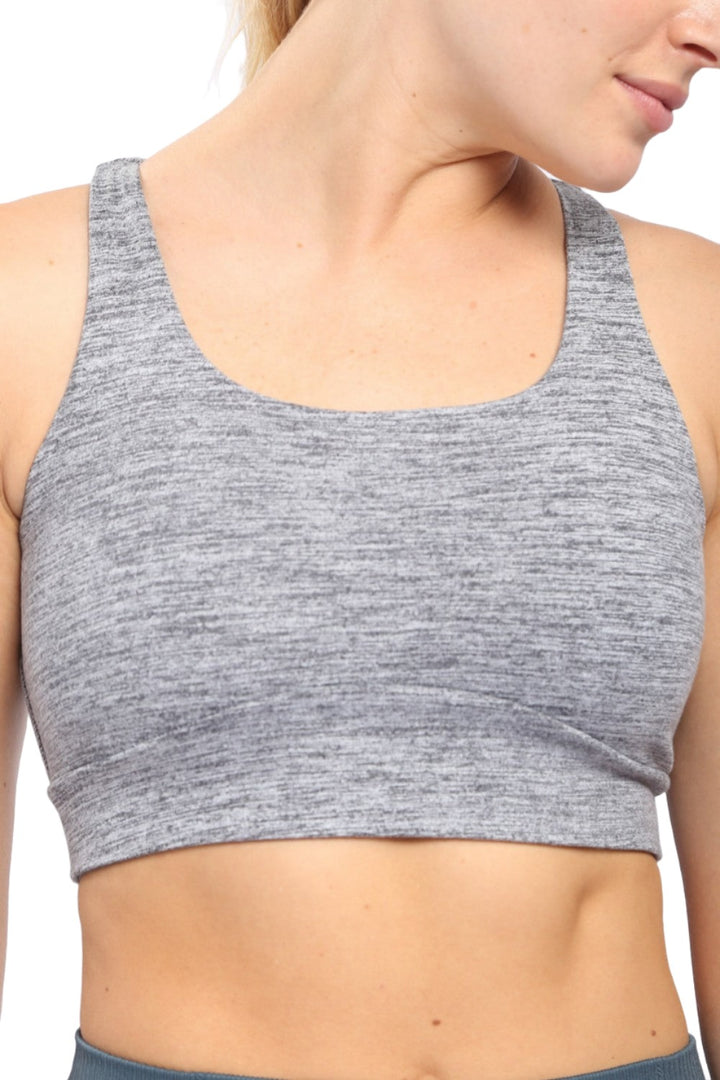 Mono B Brushed Racer Sports Bra AT-A0818 - Charcoal - Rear View