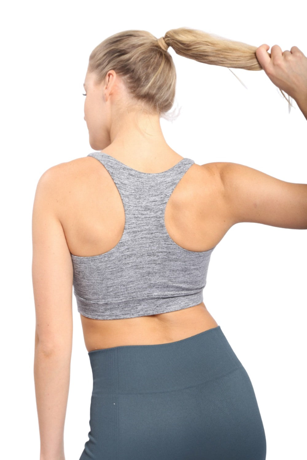 Mono B Brushed Racer Sports Bra AT-A0818 - Charcoal - Back View