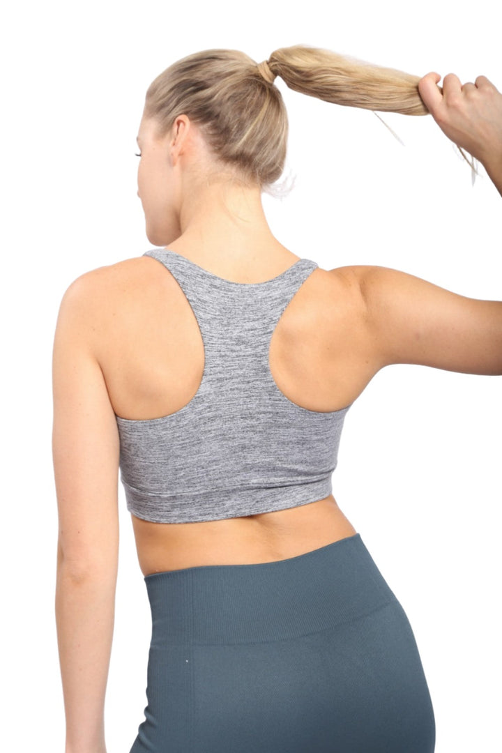 Mono B Brushed Racer Sports Bra AT-A0818 - Charcoal - Back View