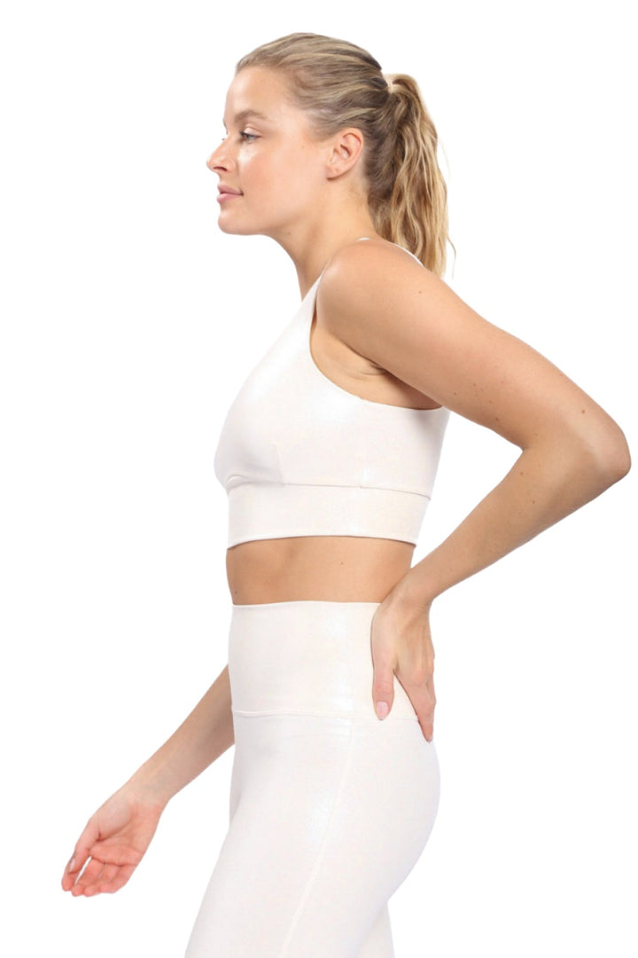 Mono B Square Neck Foil Bra AT-A0873 - Ivory Foil - Side View