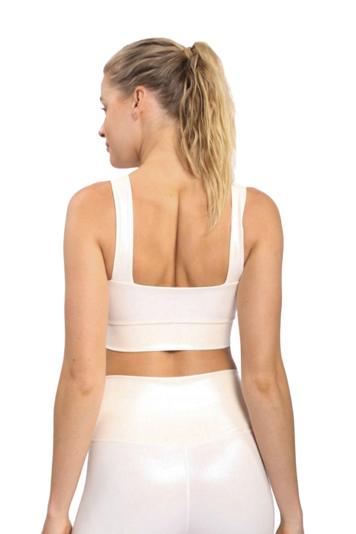 Mono B Square Neck Foil Bra AT-A0873 - Ivory Foil - Back View