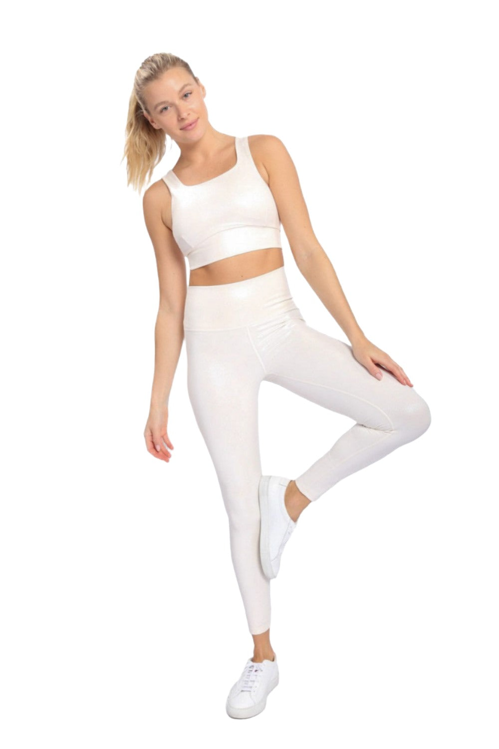 Mono B Square Neck Foil Bra AT-A0873 - Ivory Foil - Front Full View