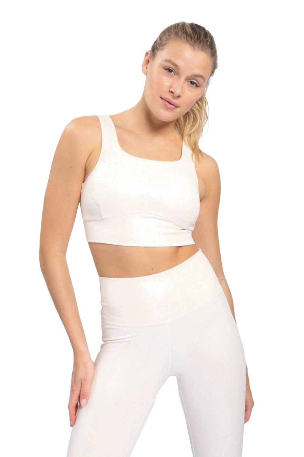 Mono B Square Neck Foil Bra AT-A0873 - Ivory Foil - Front View