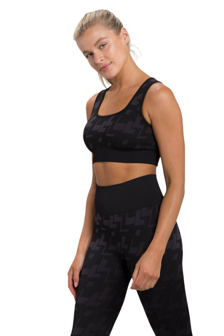 Mono B Seamless Geo Active Bra Top AT-A09100 - Charcoal - Side View