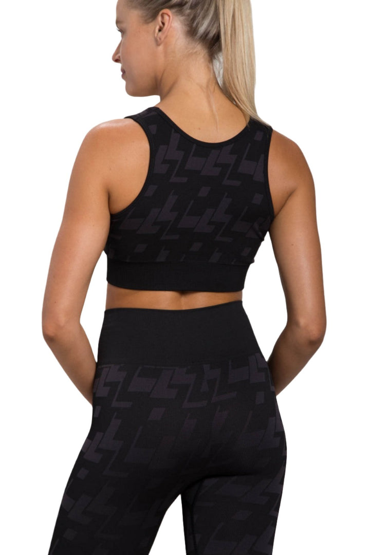 Mono B Seamless Geo Active Bra Top AT-A09100 - Charcoal - Back View