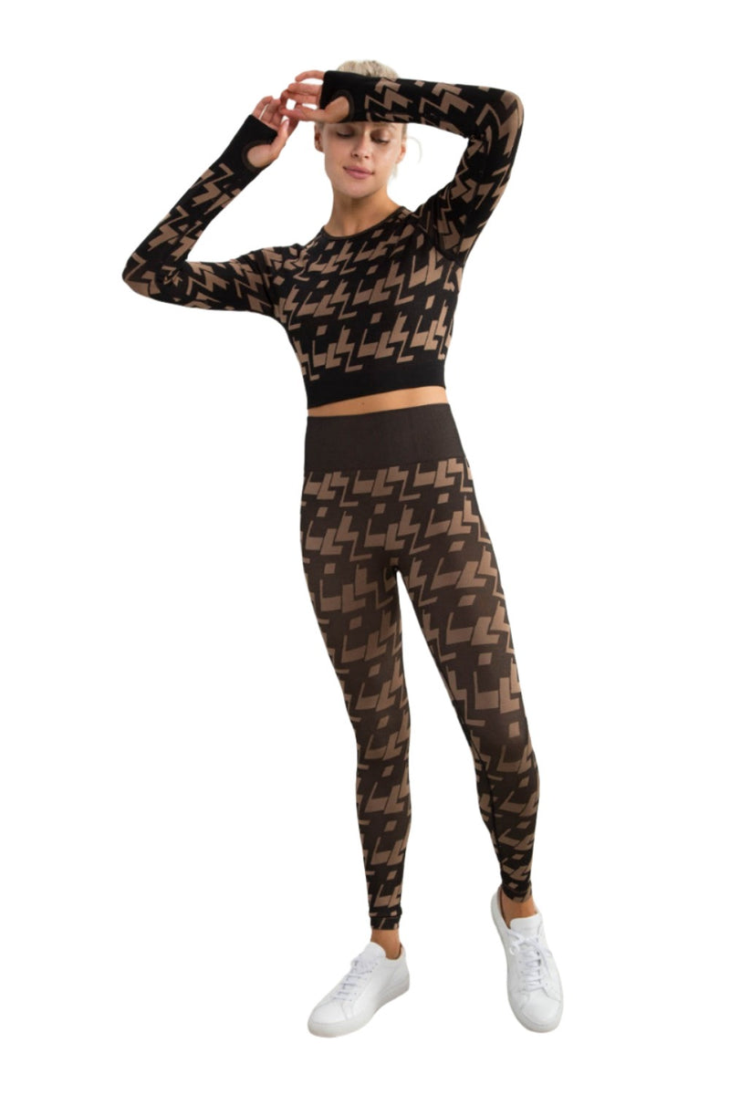 Mono B Seamless Geometric Print Leggings APH-A09101