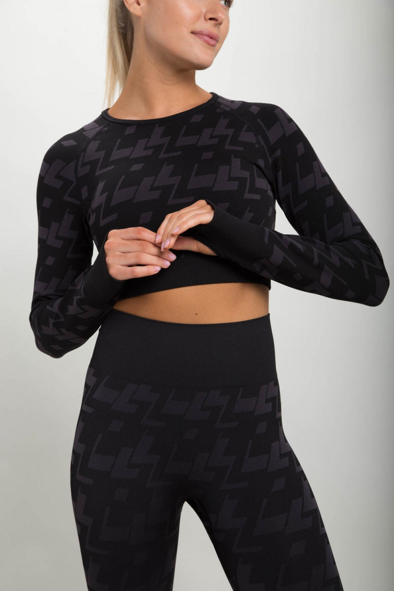Mono B Seamless Geo Active L/S  Top AT-A09102