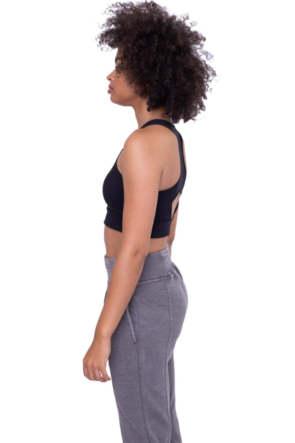 Mono B Foil Marble Sports Bra AT-A0925 - Black Foil - Side View