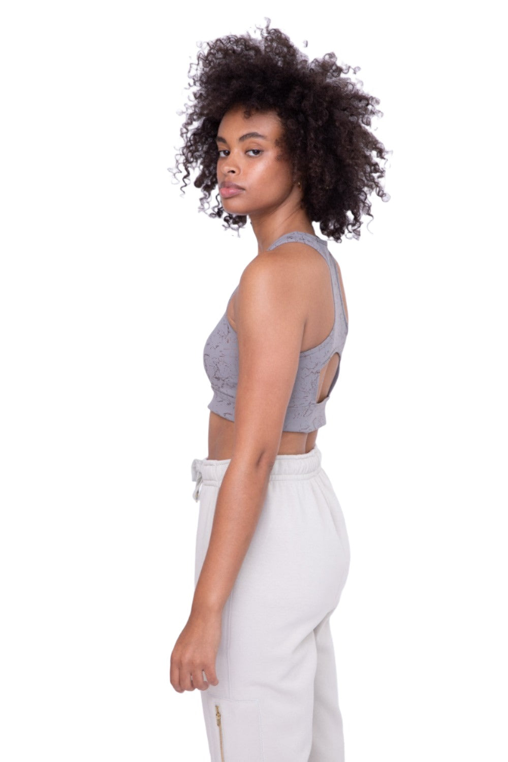 Mono B Foil Marble Sports Bra AT-A0925 - Grey Copper - Side View