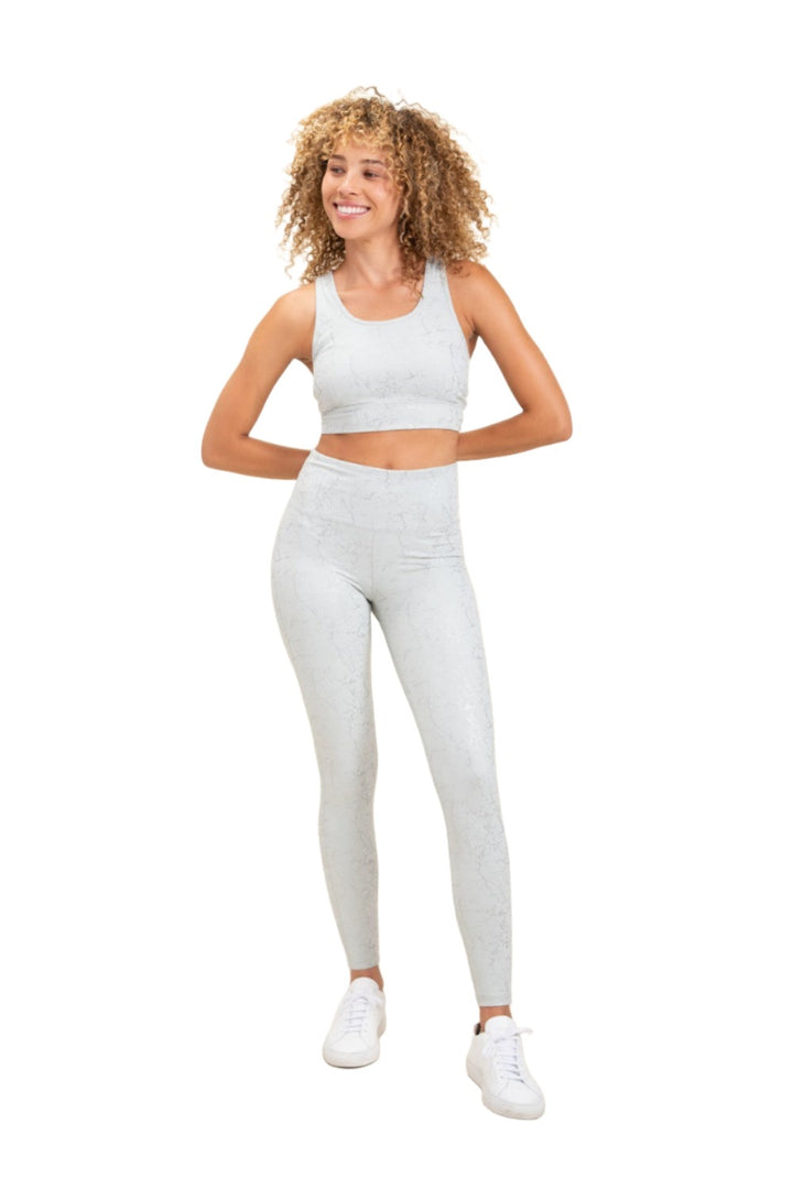 Mono B Foil Marble Sports Bra AT-A0925 - Mist Foil - Front Full View