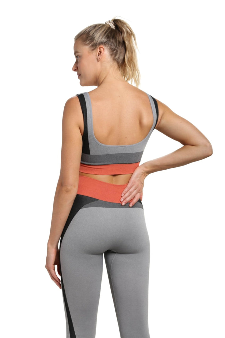 Mono B Color Block Seamless Bra AT-A0944 - Grey - Back View