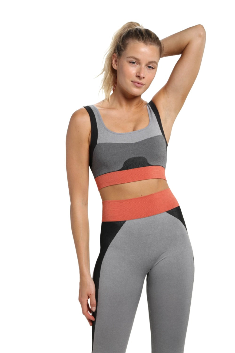 Mono B Color Block Seamless Bra AT-A0944 - Grey - Front View