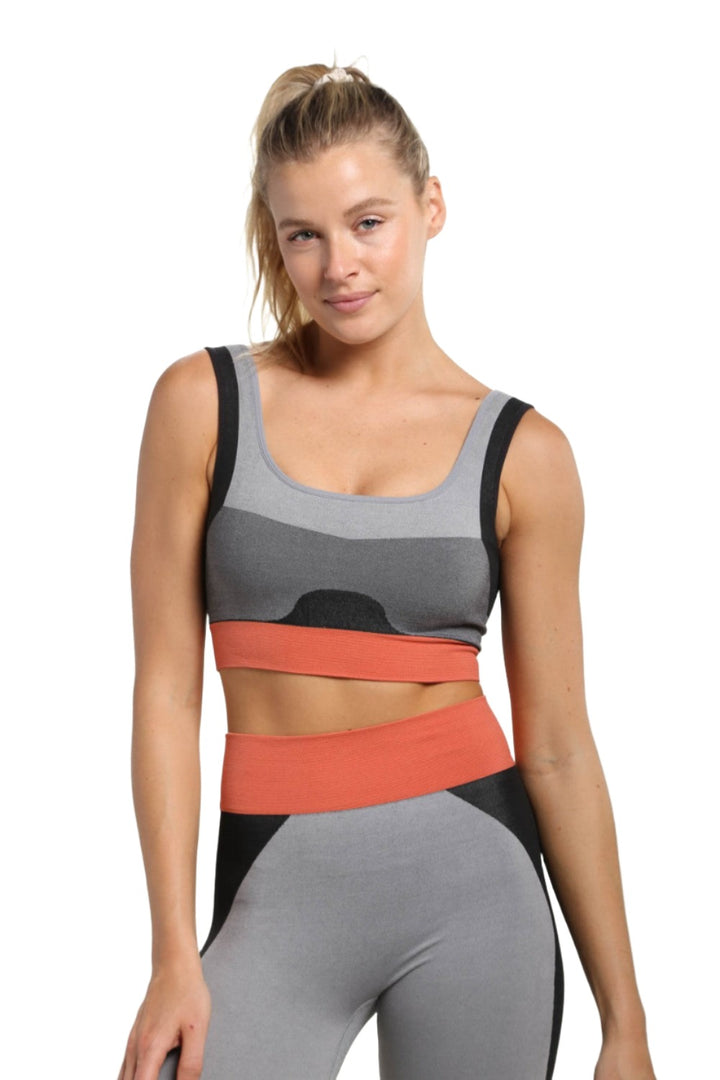 Mono B Color Block Seamless Bra AT-A0944 - Grey - Front View3