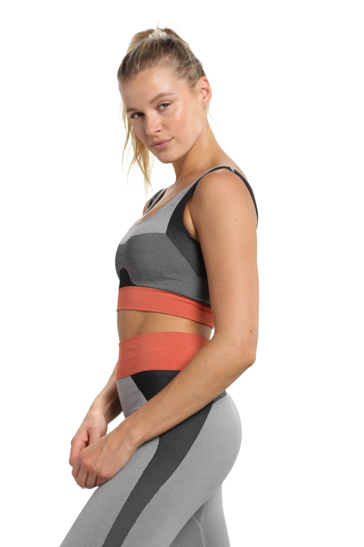 Mono B Color Block Seamless Bra AT-A0944 - Grey - Side View