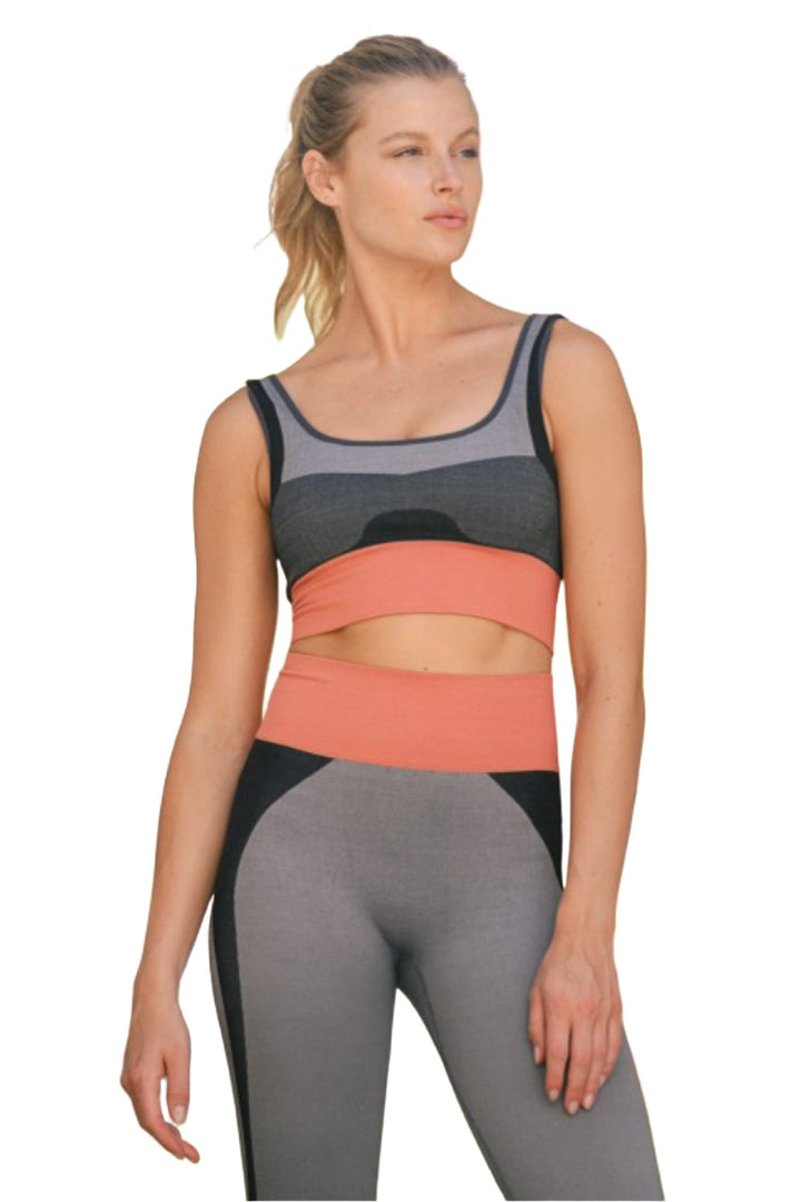 Mono B Color Block Seamless Bra AT-A0944 - Grey - Front View