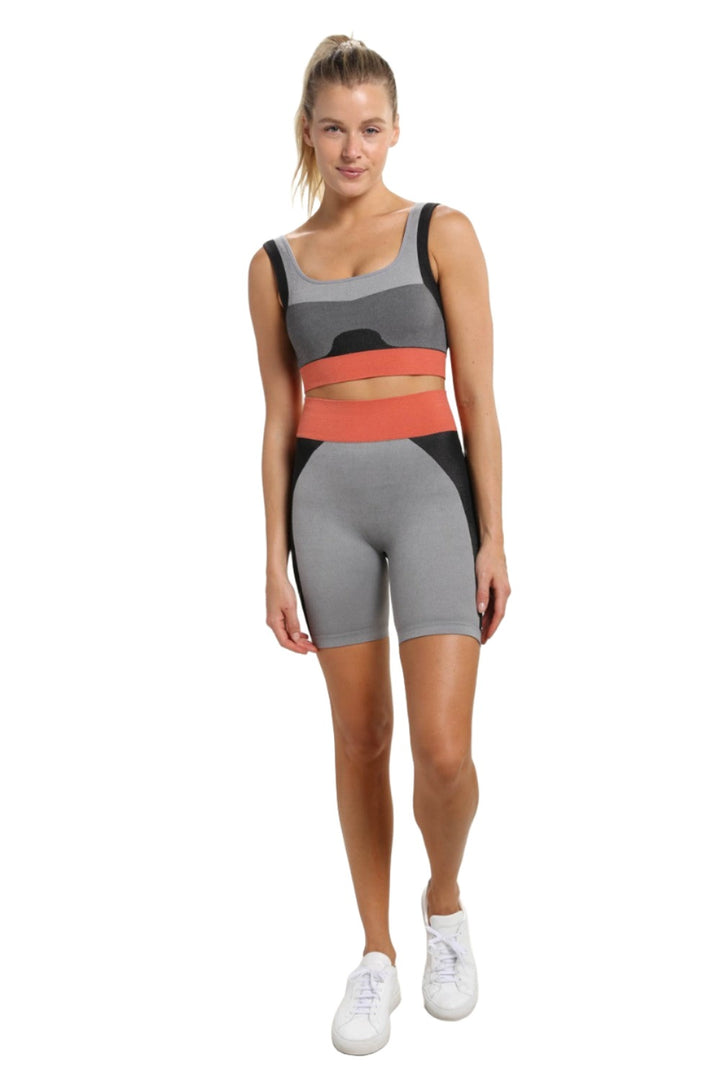 Mono B Color Block Seamless Bra AT-A0944 - Grey - Front Full View