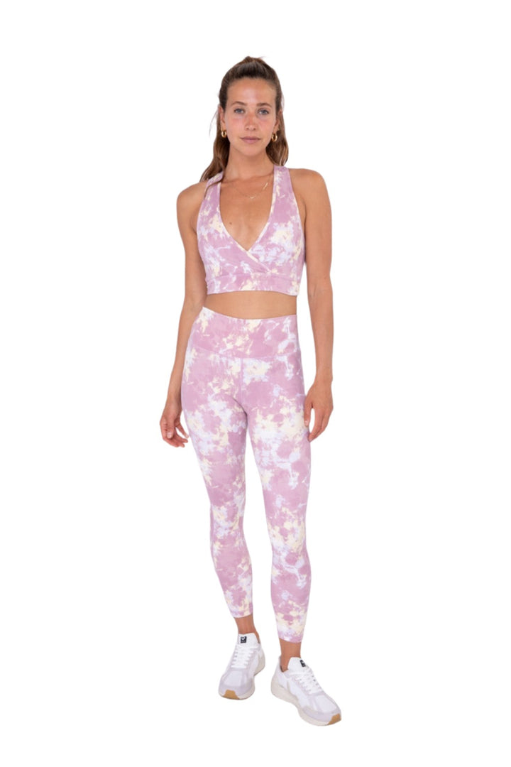 Mono B Tie-Dye Full Length High-Waist Leggings APH-A1260 - Blush - Front Full View