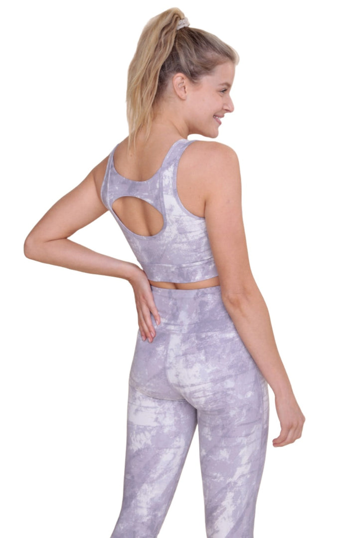 Mono B Concrete Key Hole Bra Top AT1262 - Lavender Cement - Back Side View