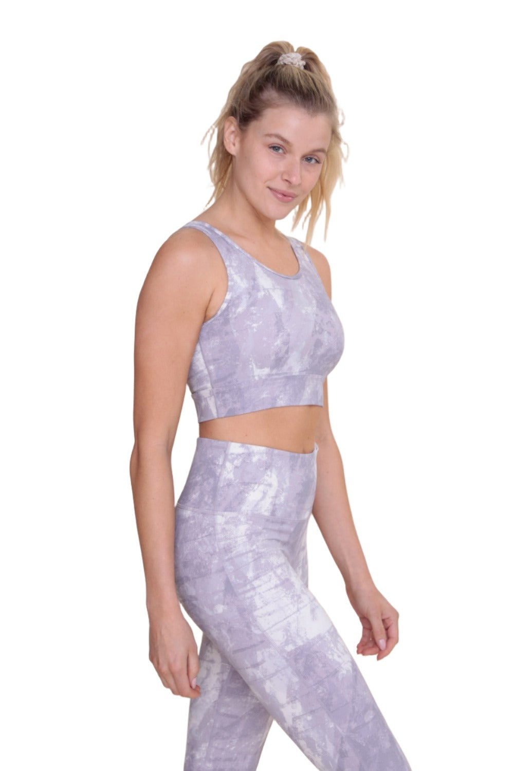 Mono B Concrete Key Hole Bra Top AT1262 - Lavender Cement - Side View
